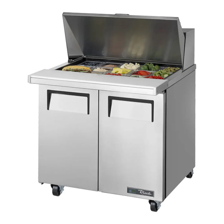 True TSSU-36-15M-B-HC 35" Mega Top Refrigerated Sandwich Prep Table with Two Doors