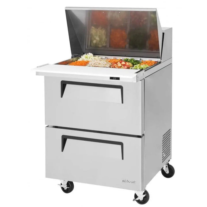 Turbo Air TST-28SD-12-D2-N 27-1/2" 2 Section Super Deluxe Mega Top Sandwich/Salad Prep Table, 7 cu. Ft., 115/60/1