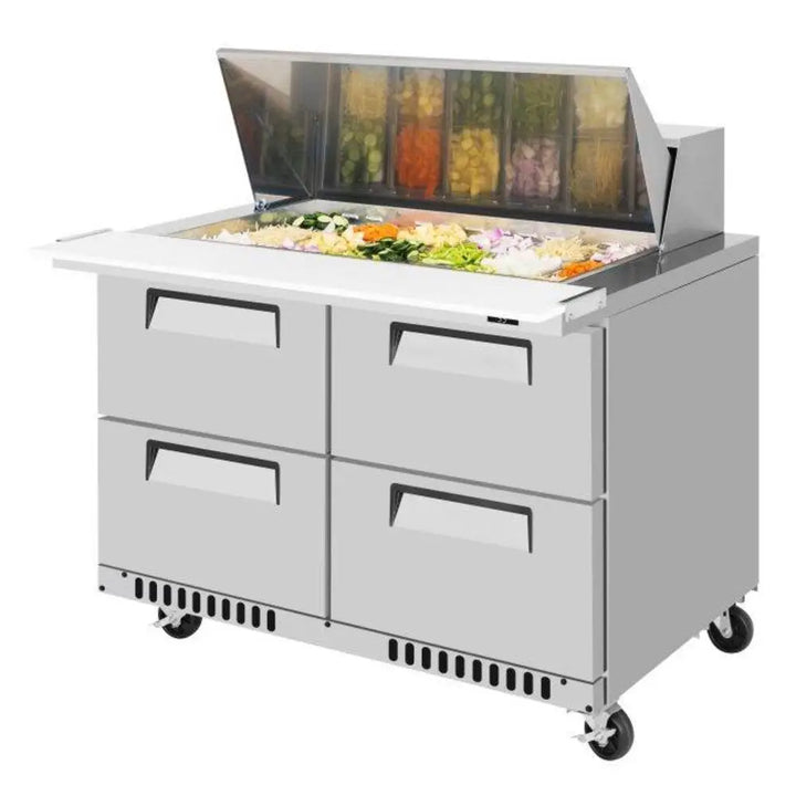 Turbo Air TST-48SD-18-D4-FB-N 48-1/4" 2 Section Super Deluxe Sandwich/Salad Unit, 11.1 cu. Ft., 115/60/1 - Front Breathing