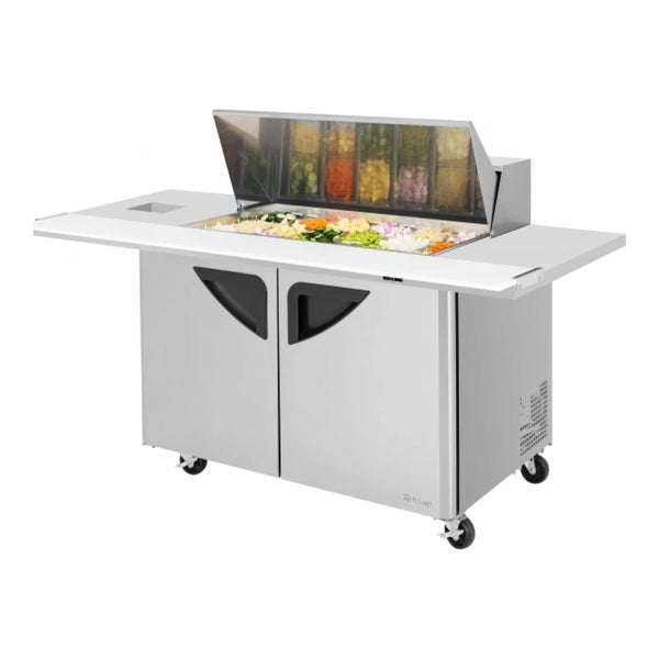 Turbo Air TST-48SD-18-E-SVC-N 72-5/8" Super Deluxe Sandwich/Salad Mega Top Unit, 15 cu. Ft., 115/60/1, 2 Section w/ Extended Countertop & Bin Space