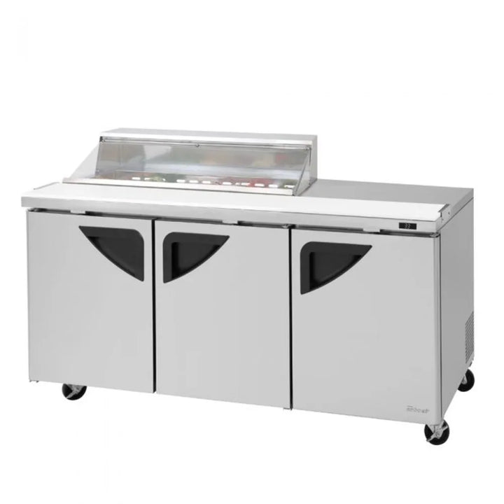 Turbo Air TST-72SD-12S-N-CL 72-5/8" 3 Section Super Deluxe Sandwich/Salad Mega Top Unit, 19 cu. Ft., 115/60/1