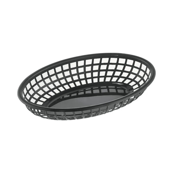 CAC China TTFB-09BK Black Oval Plastic Fast Food Basket, 9-1/4"