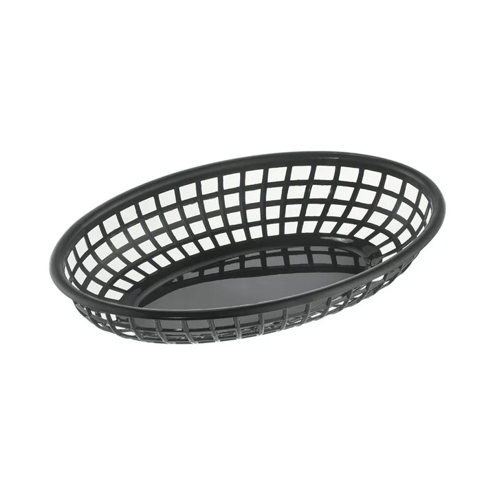 CAC China TTFB-09BK Fast Food Basket PP Oval Black 9-1/4"L Case of 36 Pcs