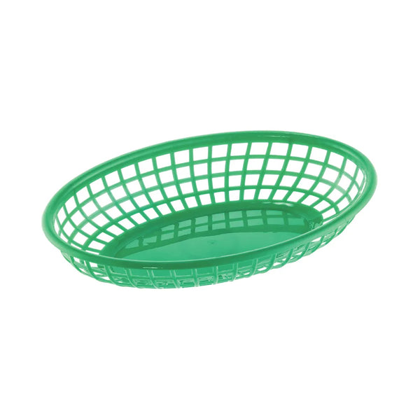 CAC China TTFB-09GN Green Oval Plastic Fast Food Basket, 9-1/4"