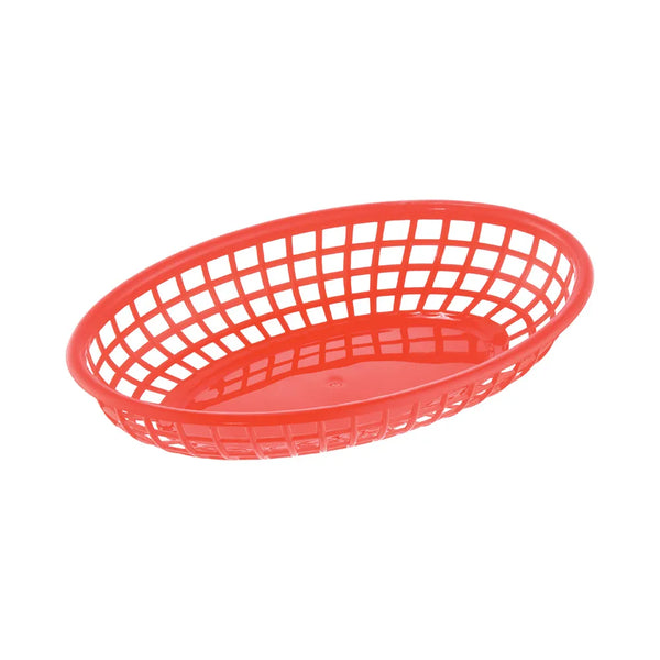 CAC China TTFB-09RD Red Oval Plastic Fast Food Basket, 9-1/4"