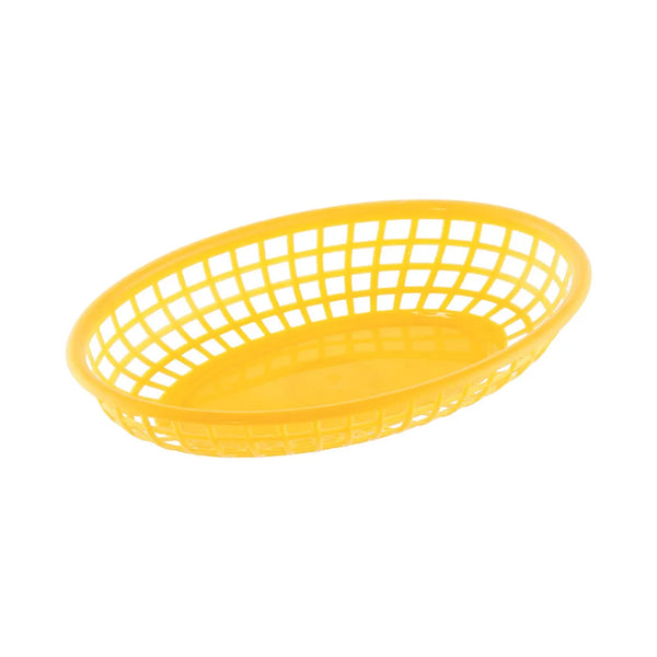 CAC China TTFB-09YL Yellow Oval Plastic Fast Food Basket, 9-1/4"