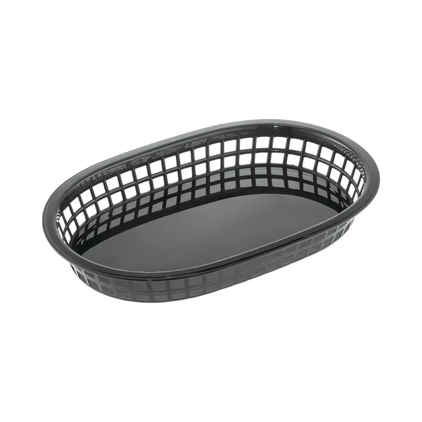 CAC China TTFB-10BK Black Oblong Plastic Fast Food Basket, 10-7/8"