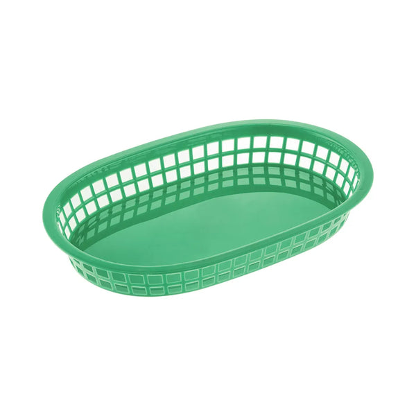 CAC China TTFB-10GN Green Oblong Plastic Fast Food Basket, 10-7/8"