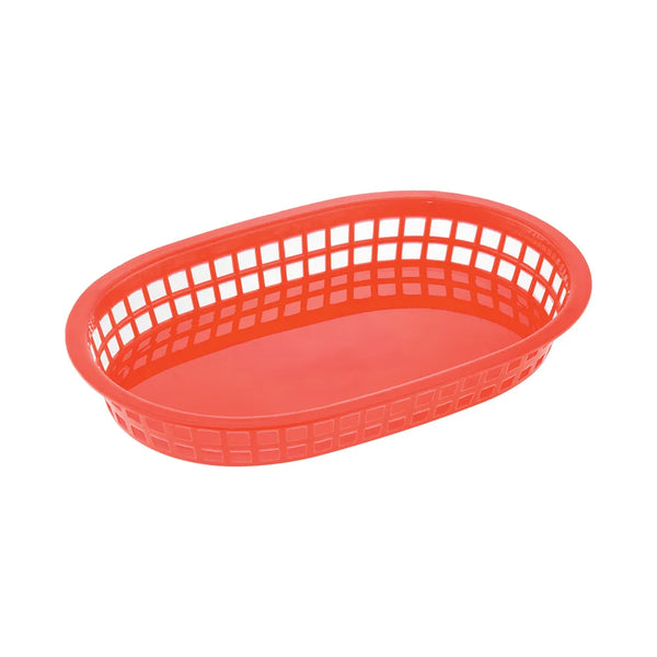CAC China TTFB-10RD Red Oblong Plastic Fast Food Basket, 10-7/8"