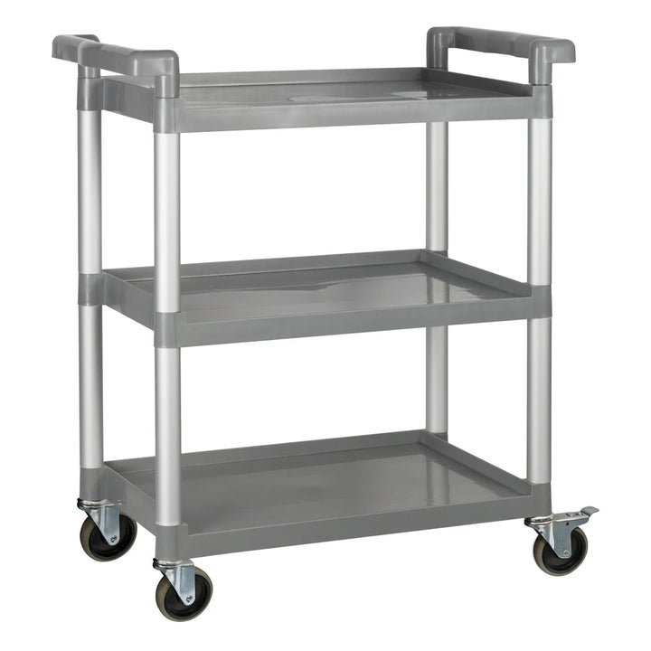 Winco UC-2415G Gray 3 Tier Plastic Utility Cart, 32" x 16-1/8" x 36-3/4"