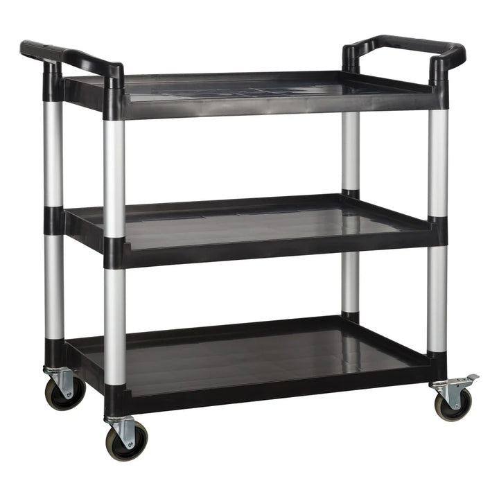 Winco UC-3019K 3 Tier Black Utility Cart, 40-3/4" x 19-1/2" x 37-3/8"