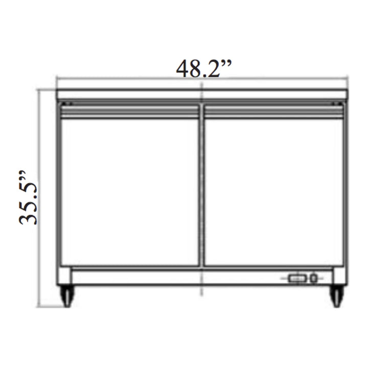 Serv-Ware UCR-48-HC 48.2” Stainless Steel Undercounter Refrigerator with 2 Solid Doors, 12 cu. ft.-3