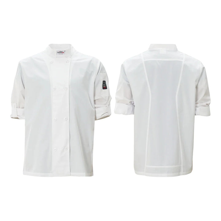 Winco UNF-12W3XL Ventilated Chef Jacket, Roll-Tab Sleeve, White, 3XL