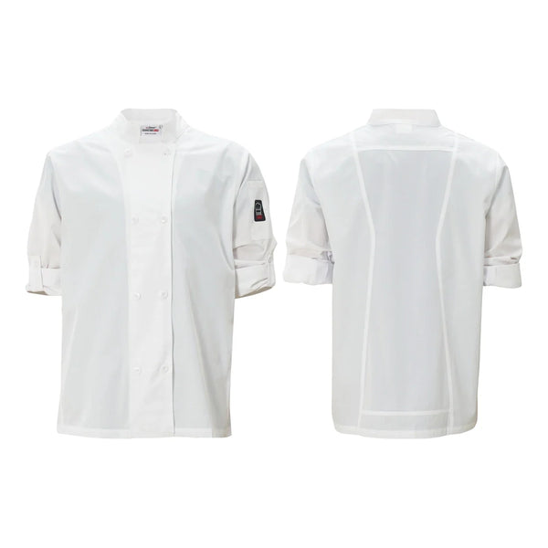 Winco UNF-12WS Ventilated Chef Jacket, Roll-Tab Sleeve, White, S