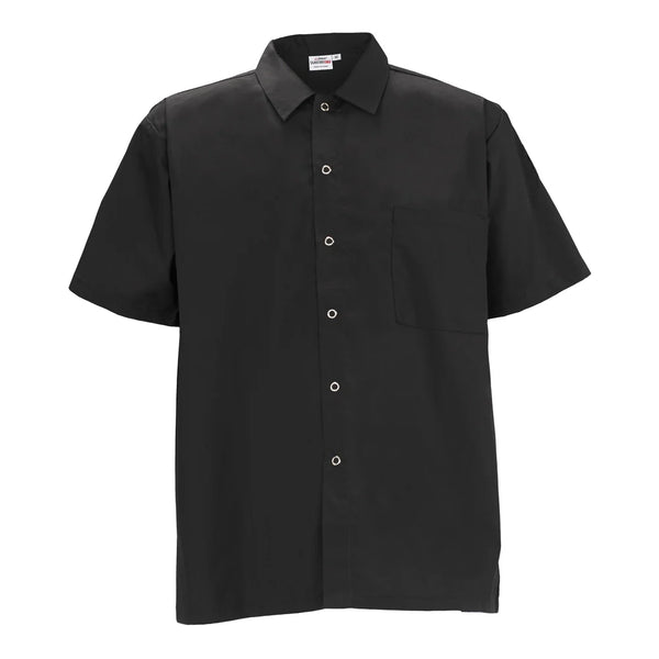 Winco UNF-1K3XL Cook Shirt, Short Sleeves, Black, 3XL