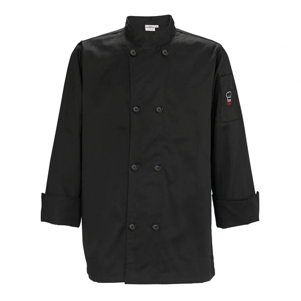 Winco UNF-6K3XL Tapered Chef Men's Jacket, Black, 3XL