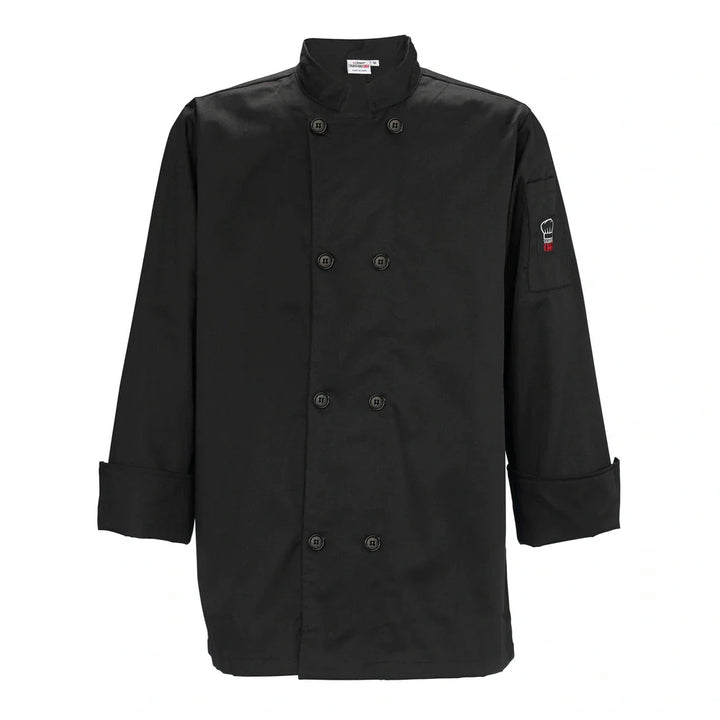 Winco UNF-6KM Tapered Chef Men's Jacket, Black, Medium