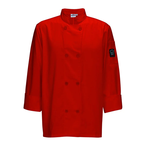 Winco UNF-6RM Tapered Chef Men's Jacket, Red, Medium