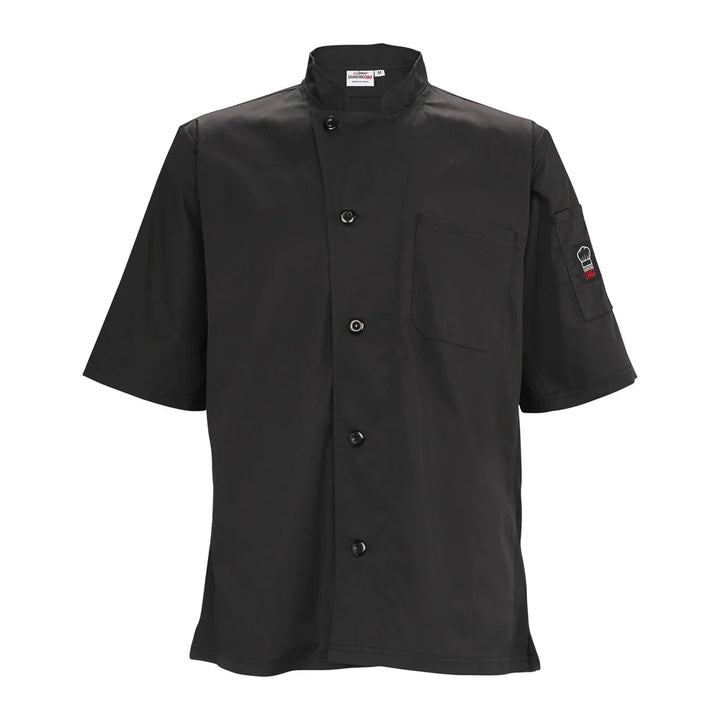 Winco UNF-9K3XL Ventilated Cook Shirt, Short Sleeve, Black, 3XL