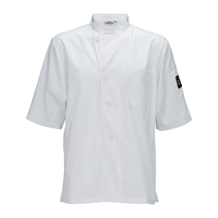 Winco UNF-9WL Ventilated Cook Shirt, Short Sleeve, White, Large