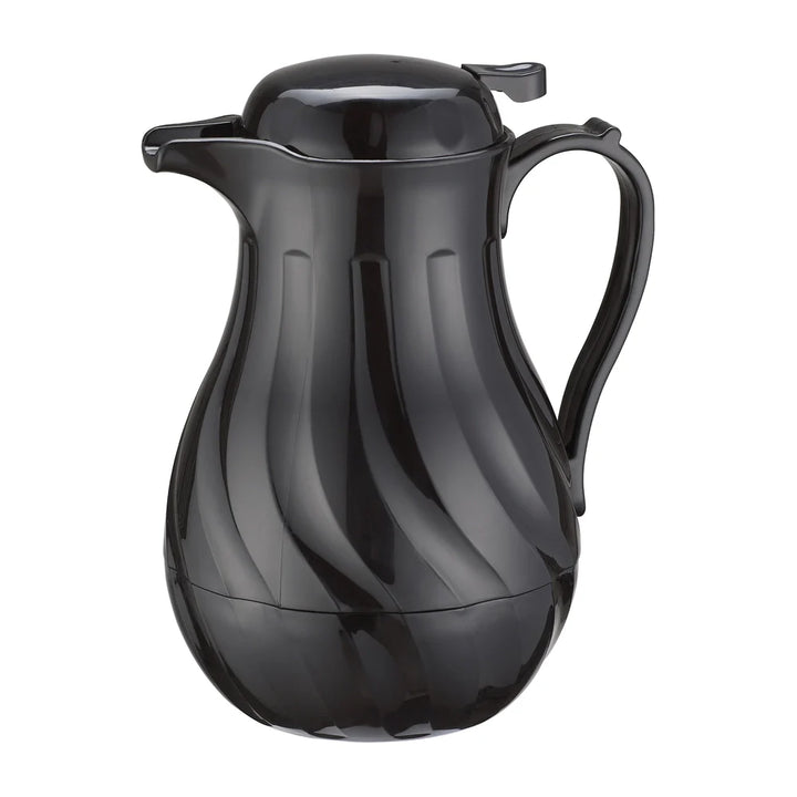 Winco VSW-64K 64oz Insulated Beverage Server, Push Button, Black Swirl