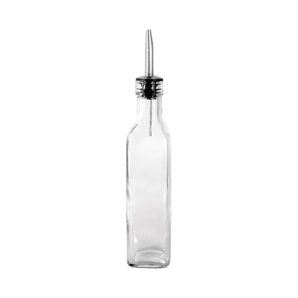 CAC China W3SQ-8BT Oil/Vinegar Cruet Glass W/ SS Pourer 8oz Case of 12 Pcs