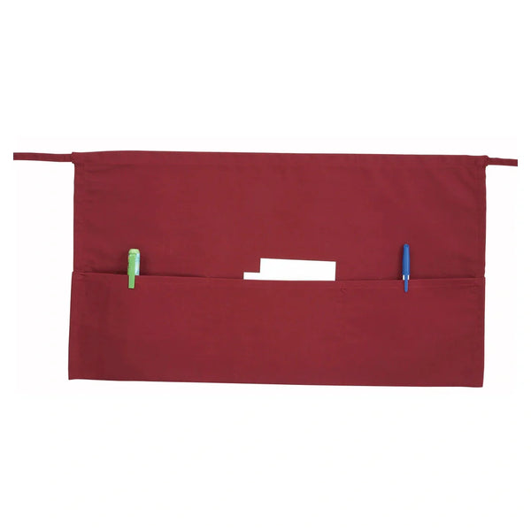 Winco WA-1221R Burgundy 3 Pocket Waist Apron