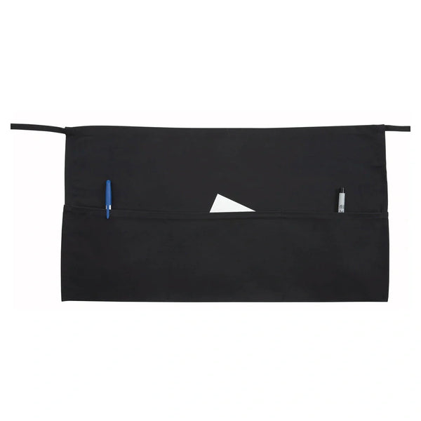 Winco WA-1221 Black 3 Pocket Waist Apron