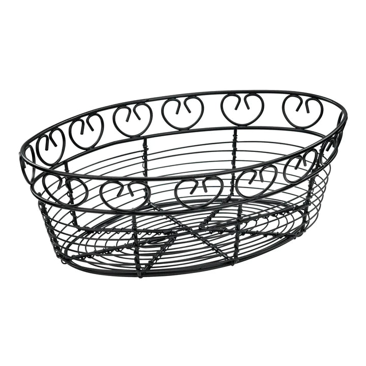 Winco WBKG-10O Bread/Fruit Basket, Black Wire, Oval, 10" x 6-1/2" x 3"