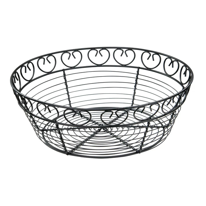 Winco WBKG-10R Bread/Fruit Basket, Black Wire, 10" Round