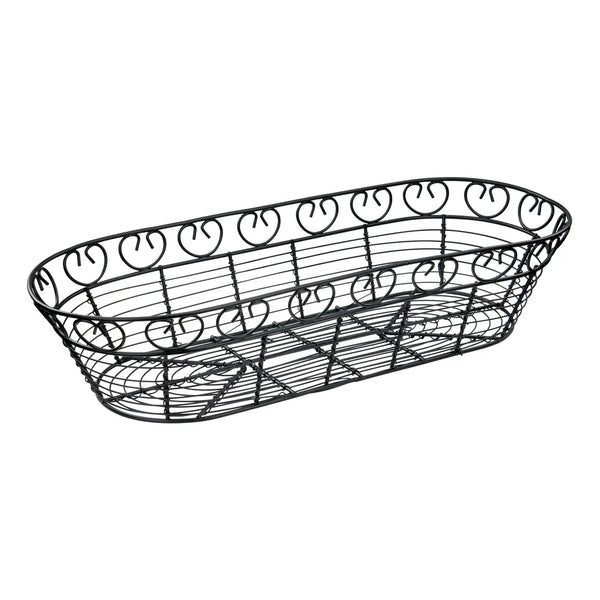 Winco WBKG-15 Bread/Fruit Basket, Black Wire, Oval, 15" x 6-1/4" x 3"