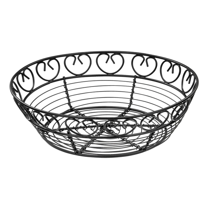 Winco WBKG-8R Bread/Fruit Basket, Black Wire, 8" Round