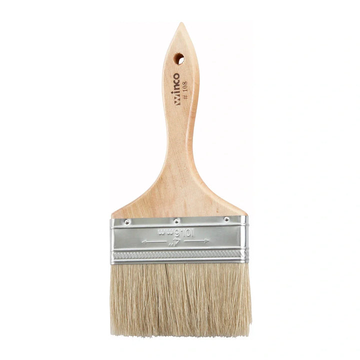 Winco WBR-40 Pastry Brush, Boar Bristle, 4" Wide