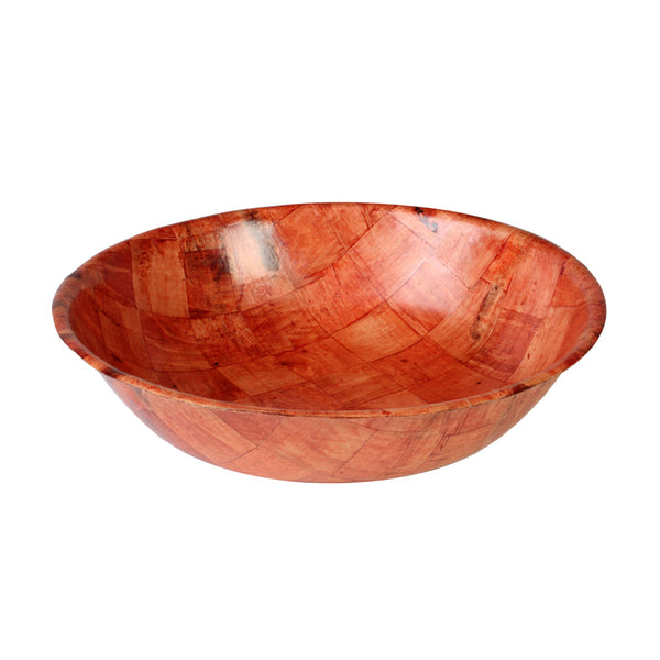 Thunder Group WDTSB016 16" Diameter x 4" Height, Woven Wood Bowl, Keyaki Wood, 3 Ply, 1.7mm Thickness