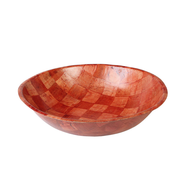 Thunder Group WDTSB018 18" Diameter x 4" Height, Woven Wood Bowl, Keyaki Wood, 3 Ply, 1.7mm Thickness