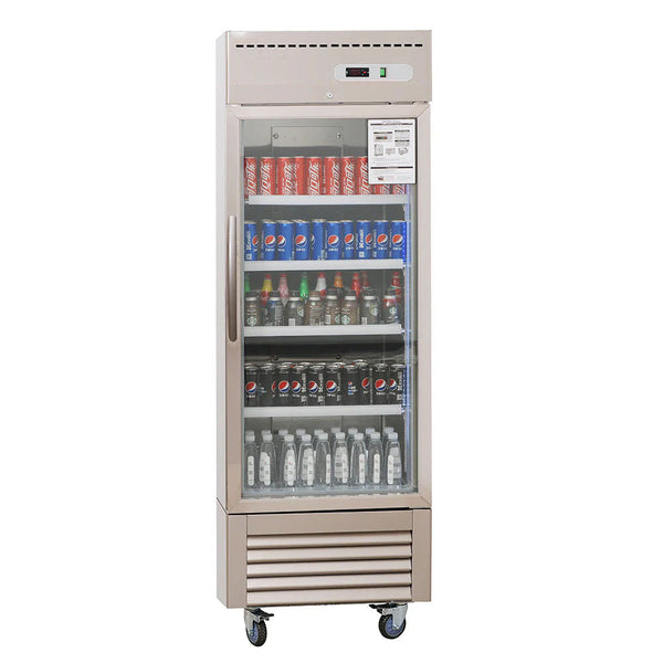 Single Door Reach-in Merchandiser, 27", Stainless Steel, 3 Shelves, 23 Cu.ft, 115v, 33°F to 40°F