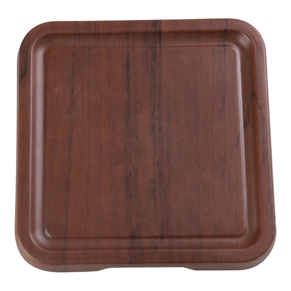 Yanco WL-307 7 1/2" X 3/4" Melamine Square Wood-Grain Tray with Foot, Pack of 36