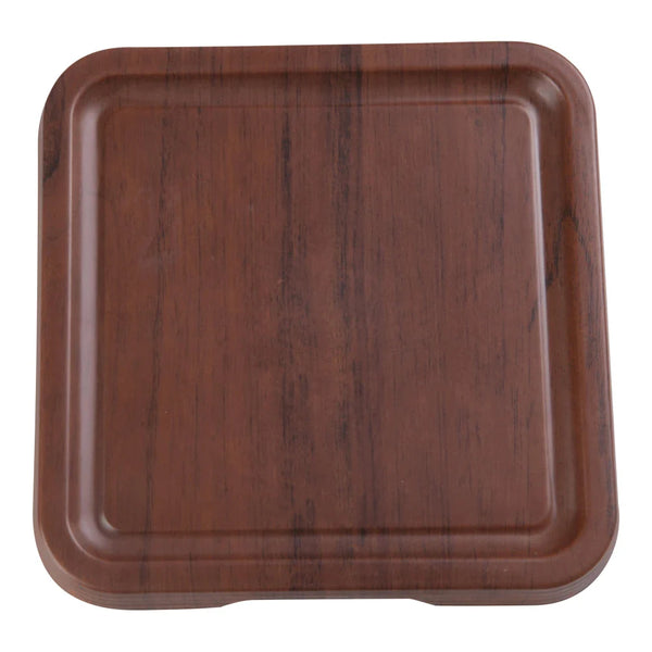 Yanco WL-309 8 1/2" X 1" Melamine Square Wood-Grain Tray with Foot, Pack of 24