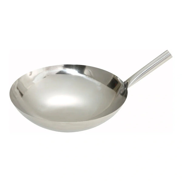 Winco WOK-14N Stainless Steel Nailed Joint Wok, 14"