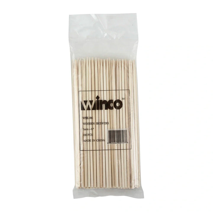 Winco WSK-06 6" Bamboo Skewers, 100/bag