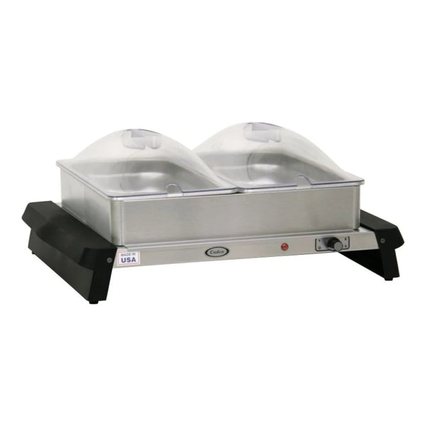 Cadco WTBS-23P Double Electric Buffet Server with Clear Lids - 120V