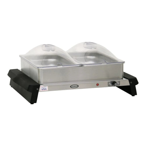 Cadco WTBS-23P Double Electric Buffet Server with Clear Lids - 120V