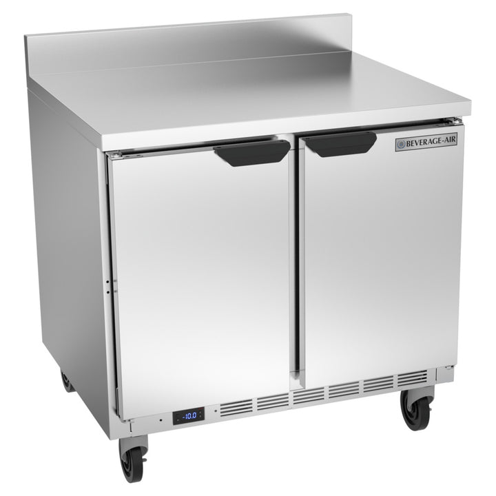 Beverage-Air WTF36AHC-FIP 36" Two Door Compact Worktop Freezer with 4" Foamed In Place Backsplash