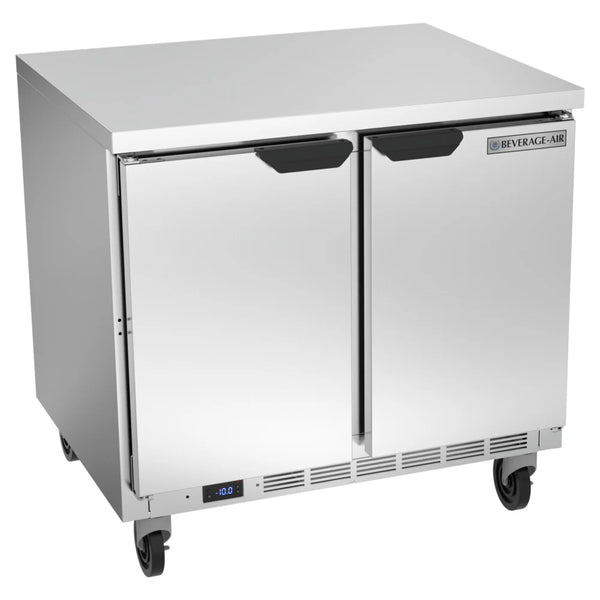 Beverage-Air WTF36AHC-FLT 36" Two Door Worktop Freezer with Flat Top