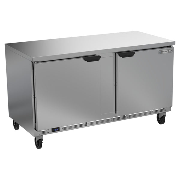 Beverage-Air WTF60AHC-FLT 60" Two Door Worktop Freezer with Flat Top