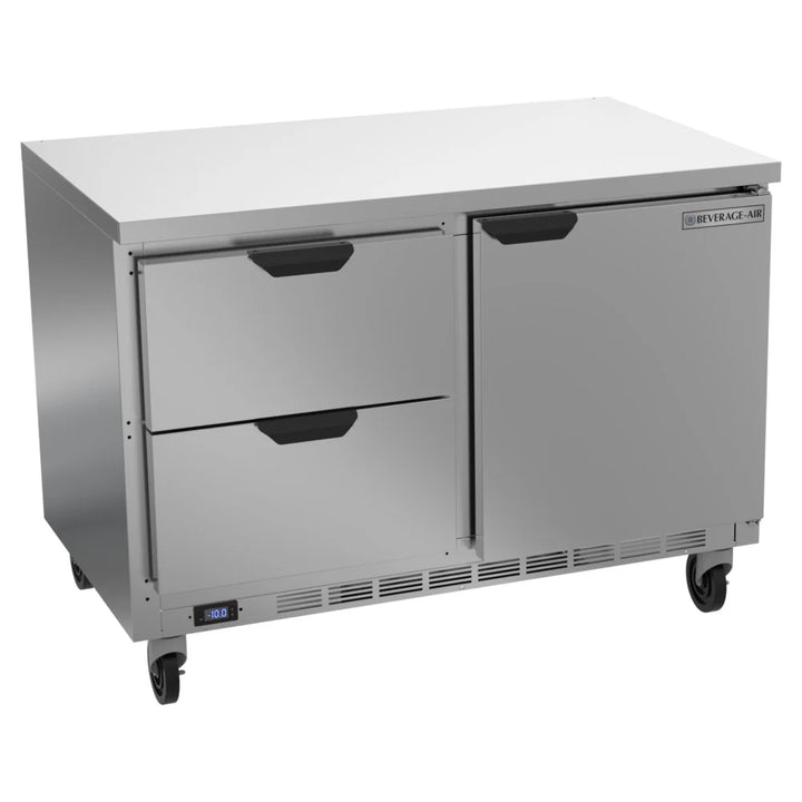 Beverage-Air WTFD48AHC-2-FLT 48" Two Drawer One Door Worktop Freezer with Flat Top