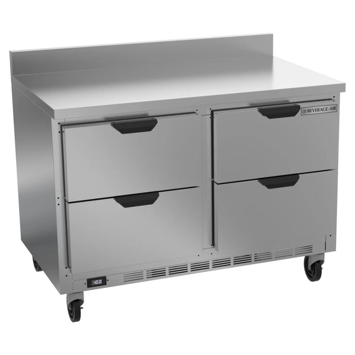 Beverage-Air WTFD48AHC-4-FIP 48" Four Drawer Worktop Freezer with 4" Foamed-in-Place Backsplash