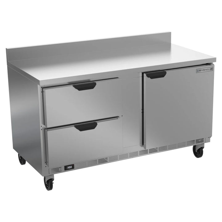 Beverage-Air WTFD60AHC-2-FIP 60" One Door Two Drawer Worktop Freezer with 4" Foamed-in-Place Backsplash