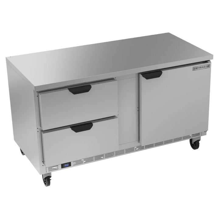 Beverage-Air WTFD60AHC-2-FLT 60" Worktop Freezer with 2 Drawers, 1 Door, and Flat Top