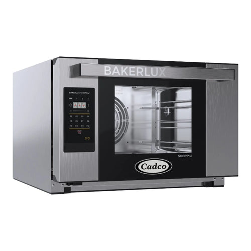 Cadco Bakerlux Station XAFT-03HS-GD 3-Shelf Half Size Heavy-Duty Digital Countertop Convection Oven with GO Control Panel - 120V